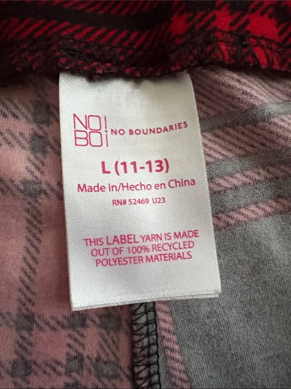 No Boundaries Red and Black Plaid Leggings - Picture 2 of 3